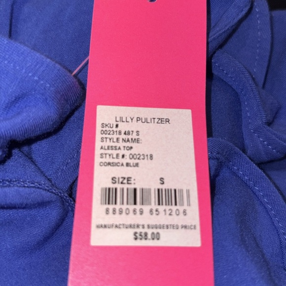 Lilly Pulitzer Alessa Top style# 002318 in Corsica Blue NWT Size S AR 10 - Picture 5 of 8